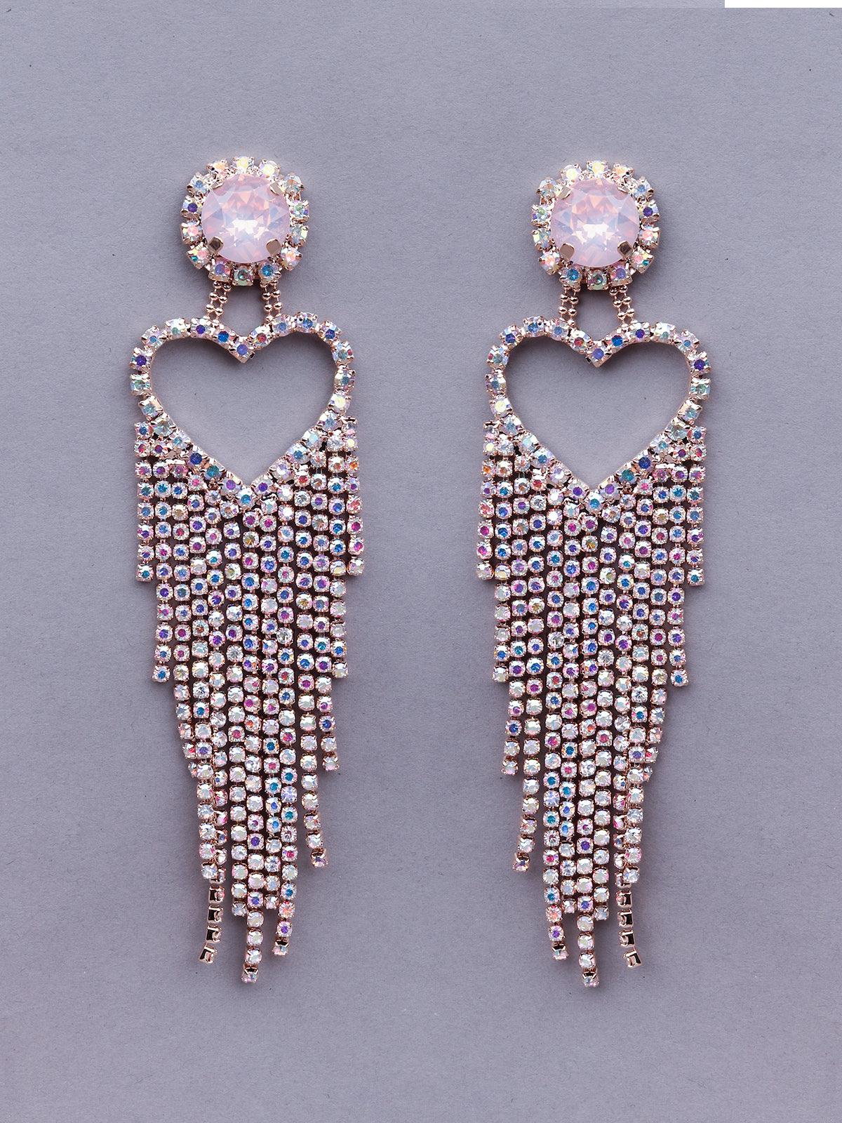 Gold-tone crystal tassel drop earrings - Odette