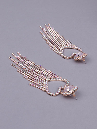 Gold-tone crystal tassel drop earrings - Odette