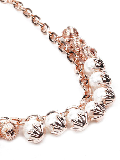 Gold-tone embellished pearl necklace - Odette