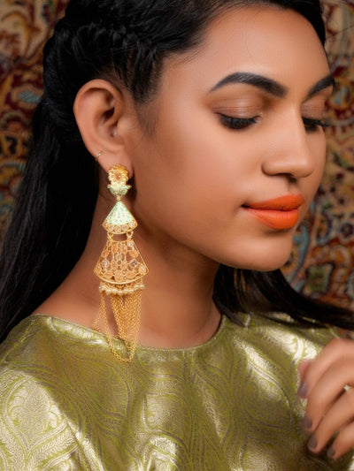 Gold Tone Geo Dangle Earrings - Odette