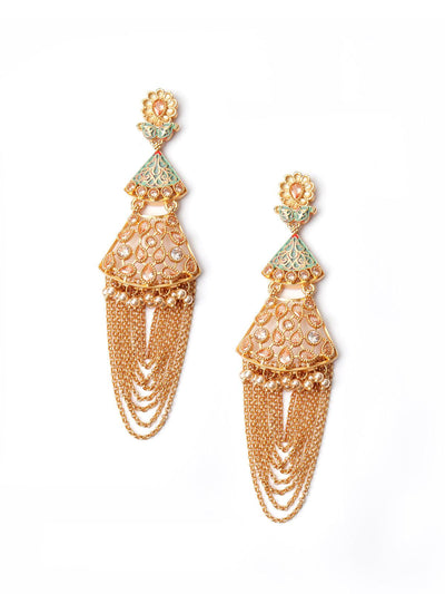 Gold Tone Geo Dangle Earrings - Odette