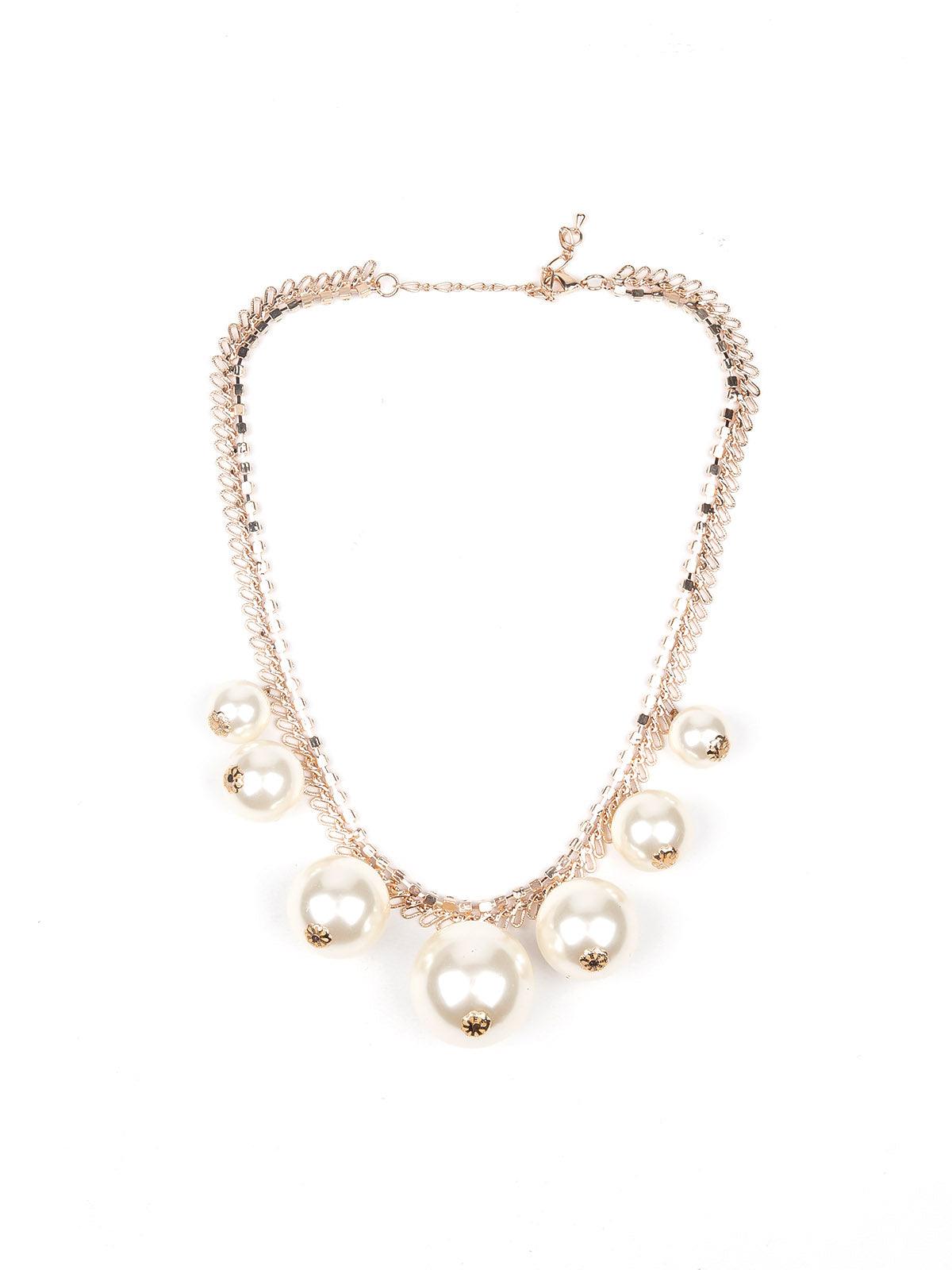 Gold-tone necklace embellished with artificial pearls - Odette