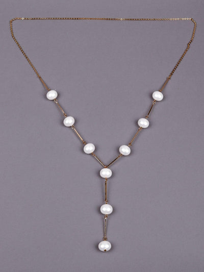 Gold-Tone Pearl Ball Beaded Long Necklace - Odette