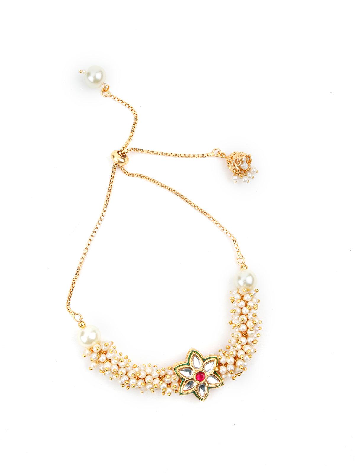 Gold Tone Pretty Pearl Bracelet - Odette