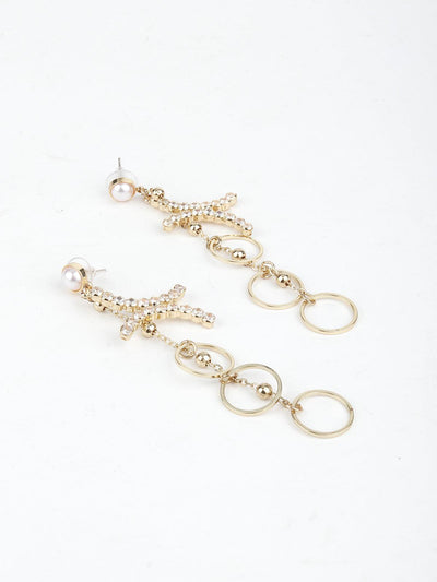 Gold Tone Ring Dangle Earrings! - Odette