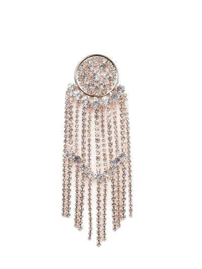 Gold-Tone Rounded Crystal Tassel Earrings - Odette