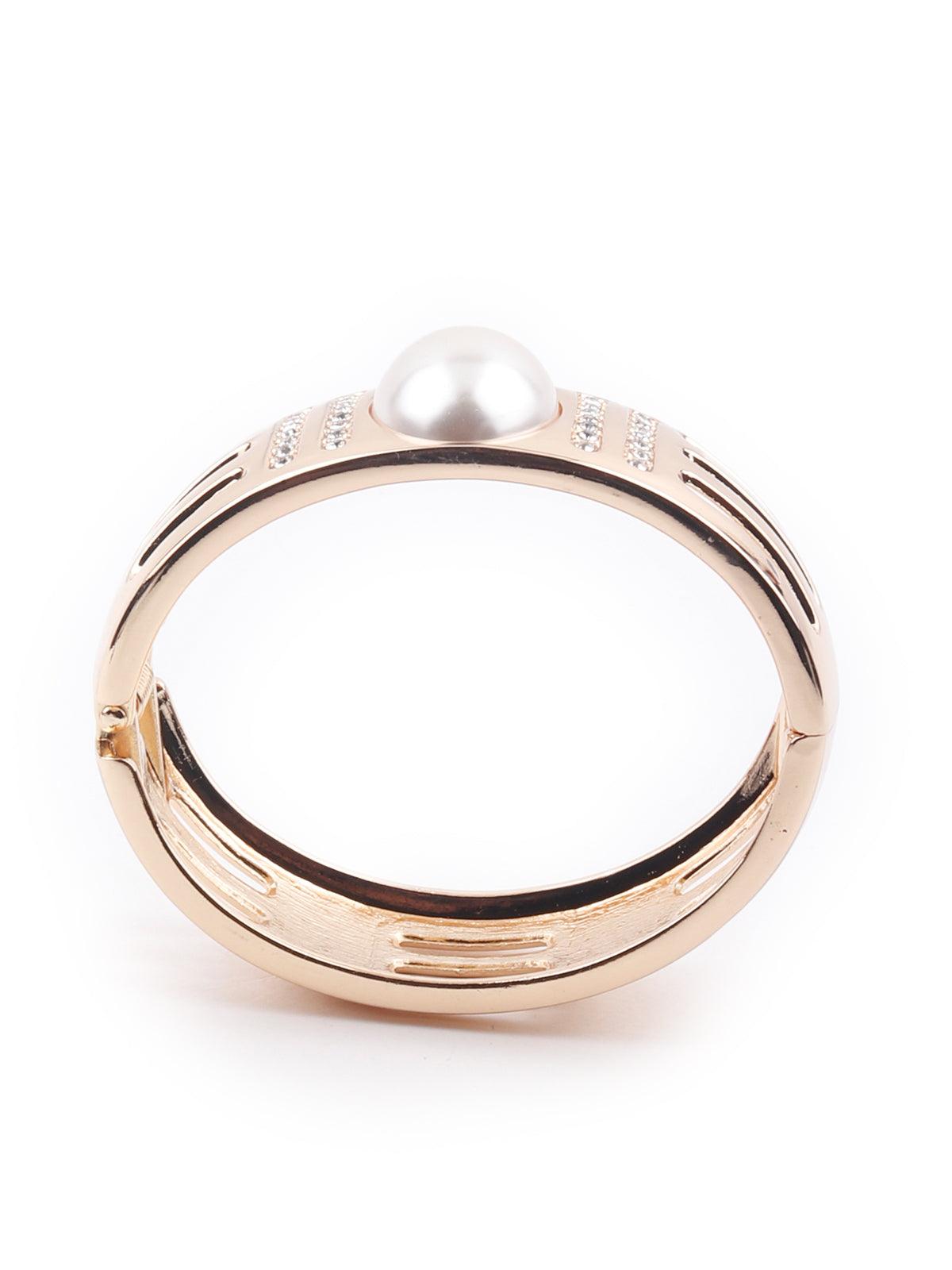 Gold-tone statement embellished bracelet for women - Odette