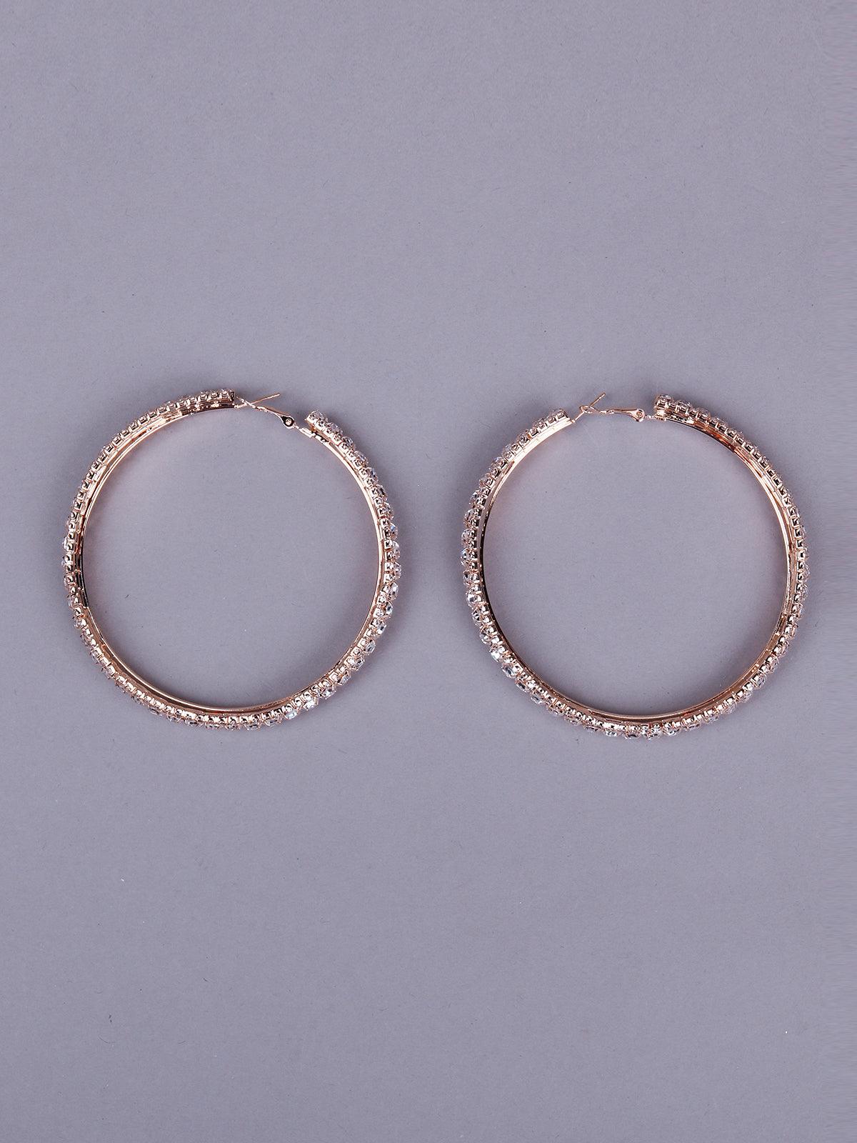 Gold tone studded hoop earrings - Odette