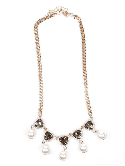 Gold-tone textured pearl statement necklace - Odette