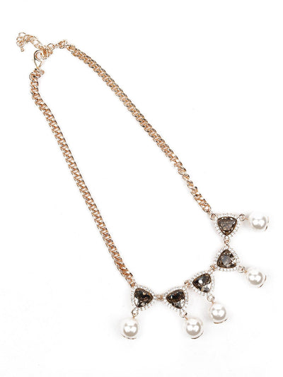 Gold-tone textured pearl statement necklace - Odette