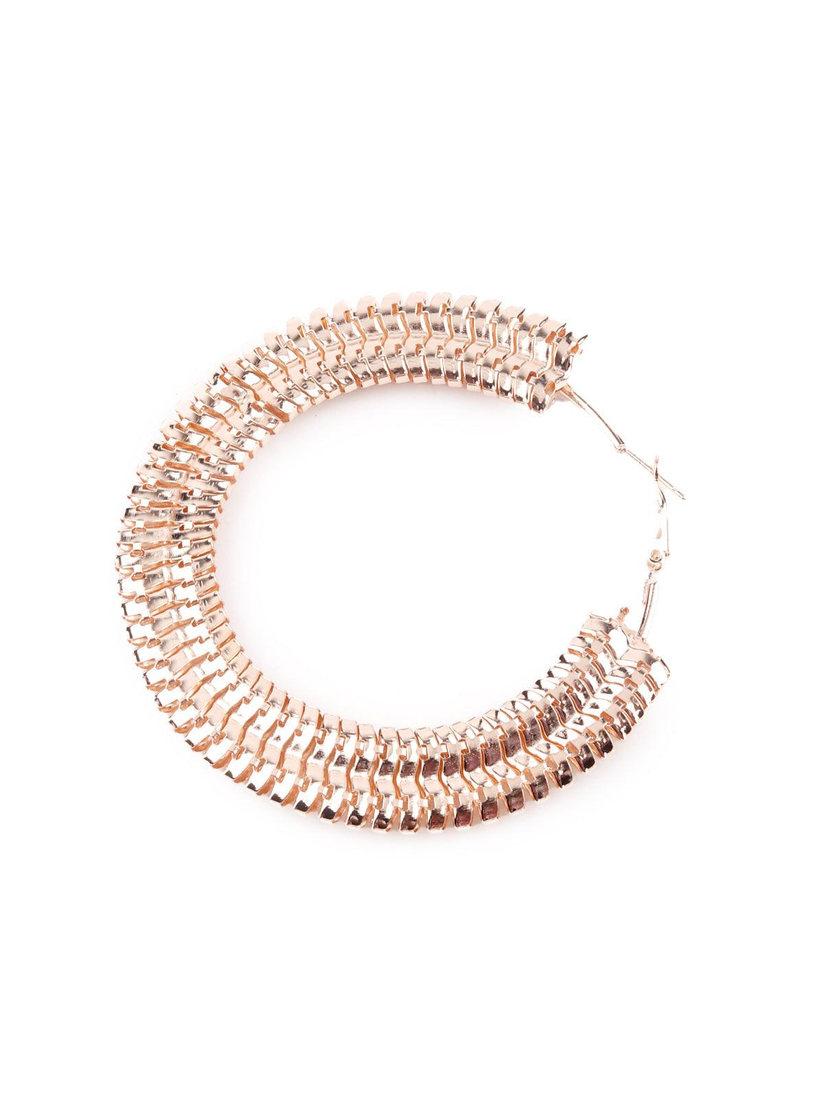 Gold-tone textured rounded hoop earrings - Odette