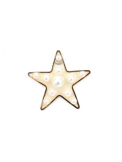 Gold Tone White Star Shape Studs - Odette