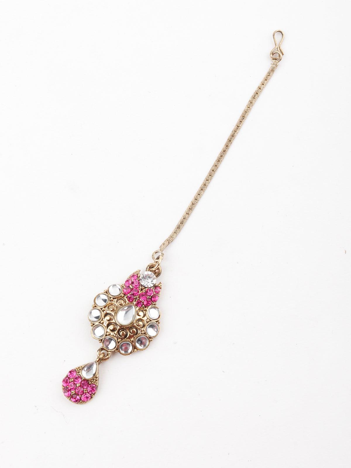 Golden And Pink Floral Choker Necklace - Odette
