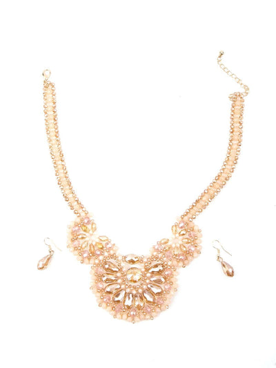 Golden Beaded Supple Necklace Set - Odette