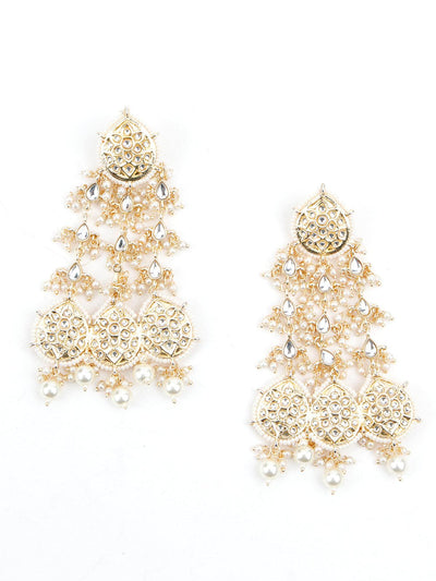 Golden Dangle White Pearl Dangle Earrings! - Odette