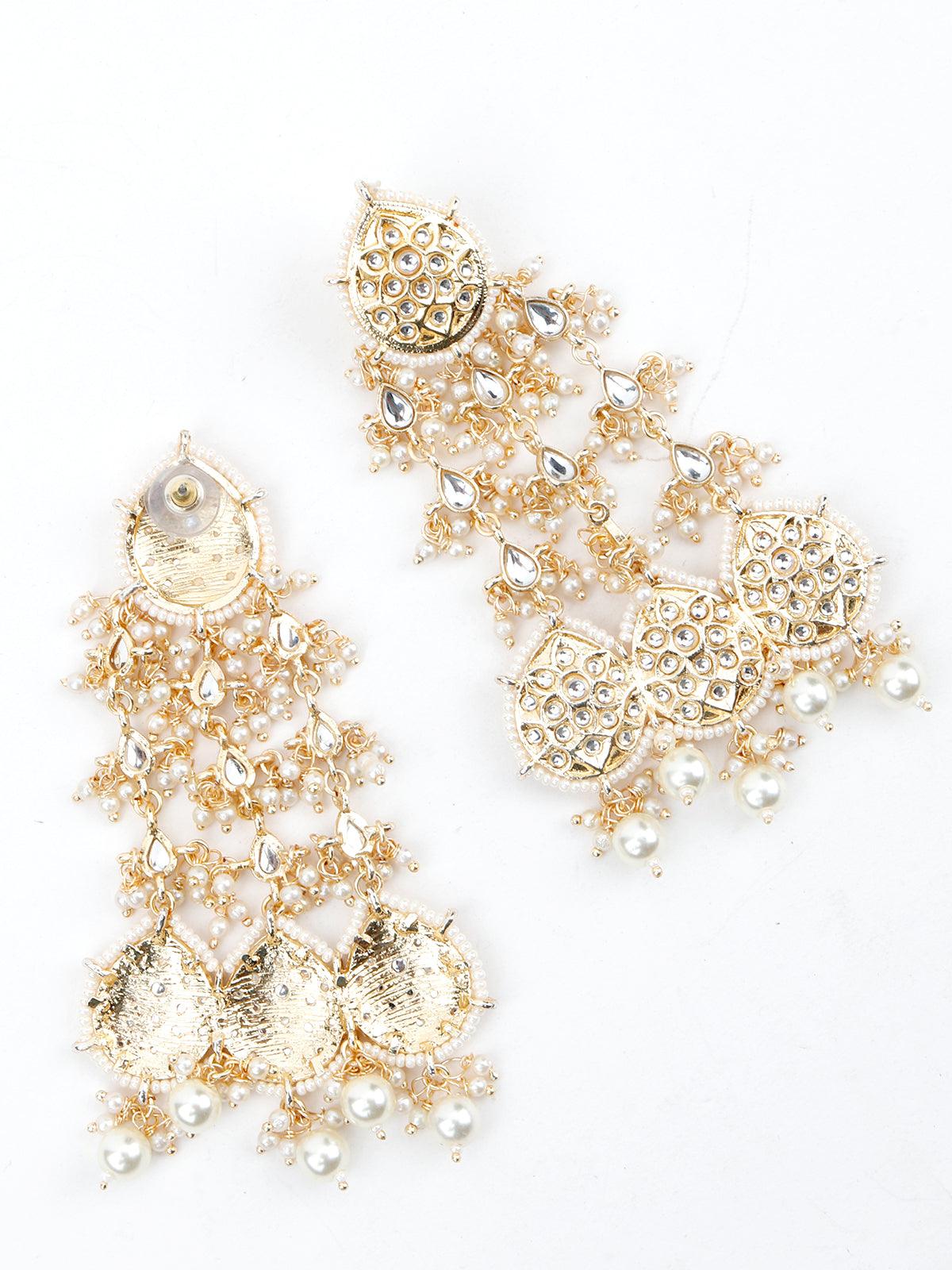 Golden Dangle White Pearl Dangle Earrings! - Odette