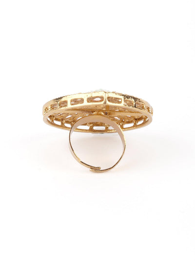 Golden Drop Shape Finger Ring - Odette