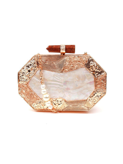 Golden Hexagon Shape Clutch - Odette