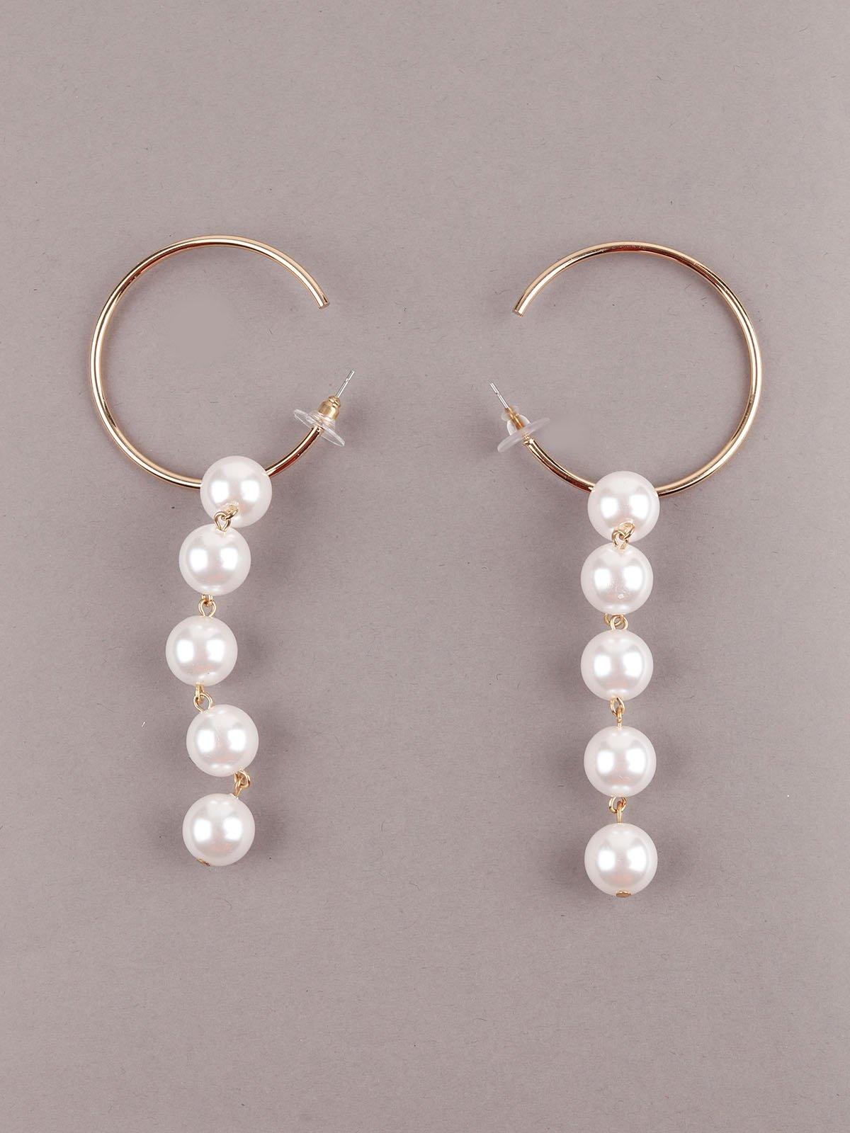 Golden hoop earrings with pearls - Odette