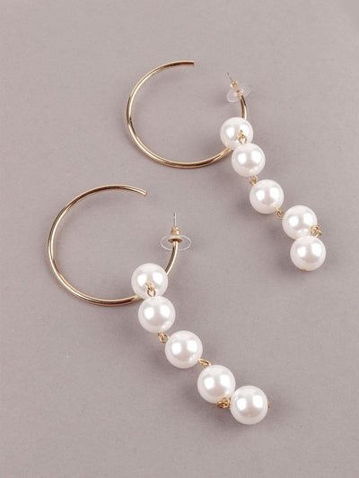 Golden hoop earrings with pearls - Odette