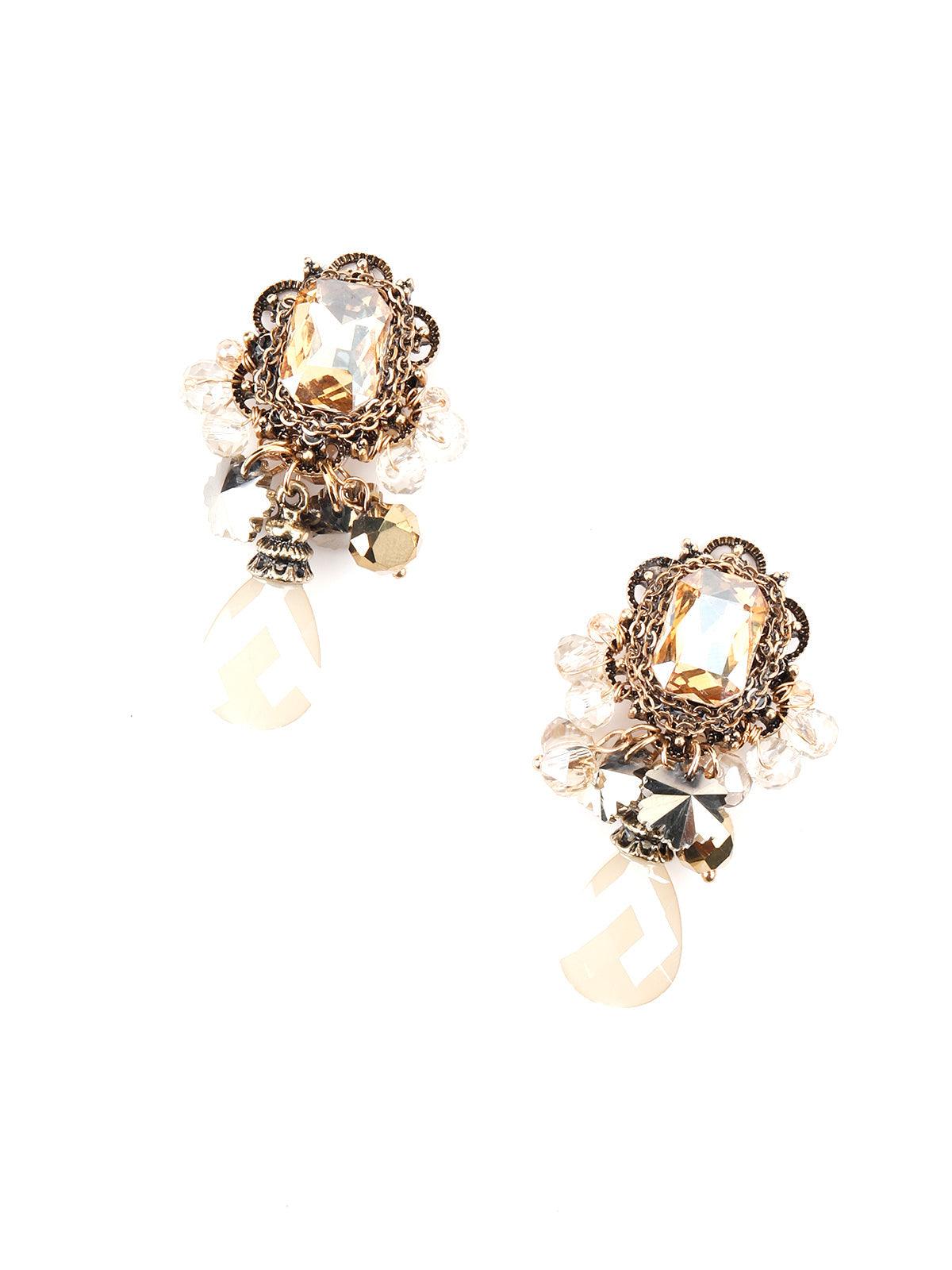 Golden Mirror Shape Dangle Earrings - Odette