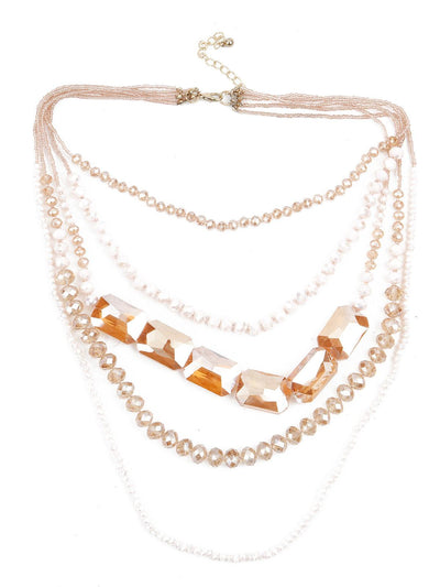 Golden Rhine Stone Layered Cute Necklace - Odette