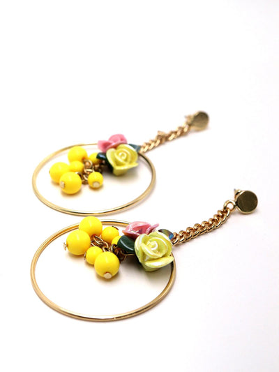 Golden Ring Acrylic Dangle Earrings - Odette