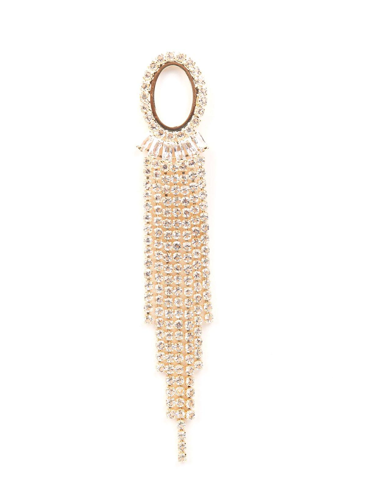 Golden Rounded Crystal Tassel Drop Earrings - Odette