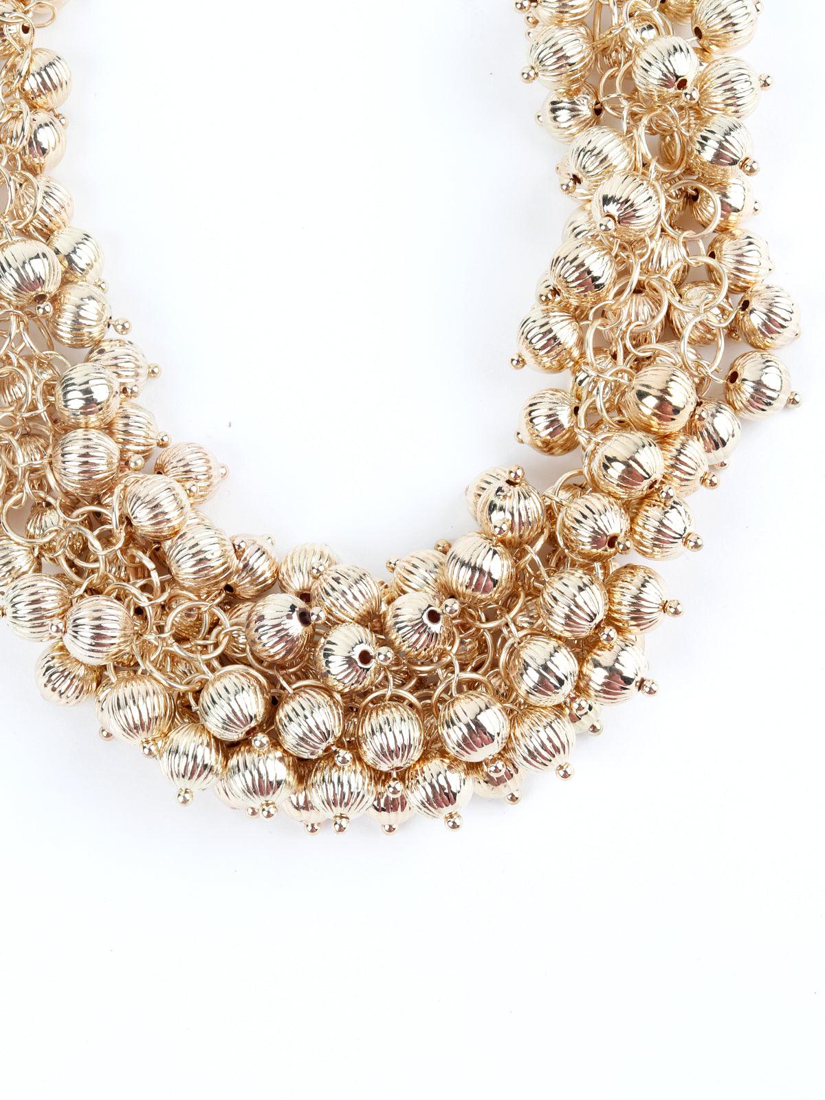 Gorgeous Alina Golden Beads Neckpiece - Odette