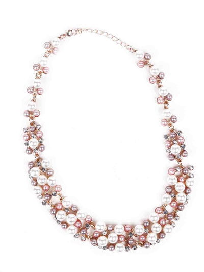 Gorgeous beaded necklace - Rose gold and white - Odette