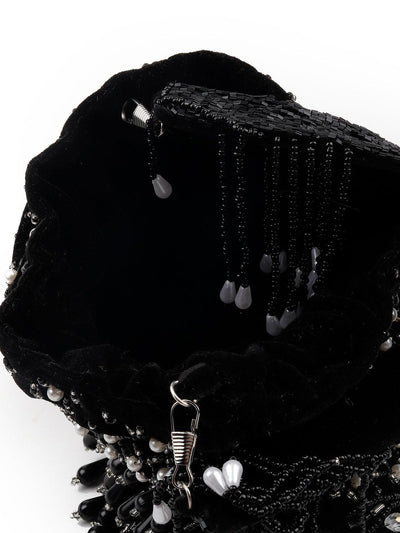 Gorgeous black beaded statement Potli bag - Odette