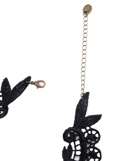Gorgeous black lace embellished necklace - Odette