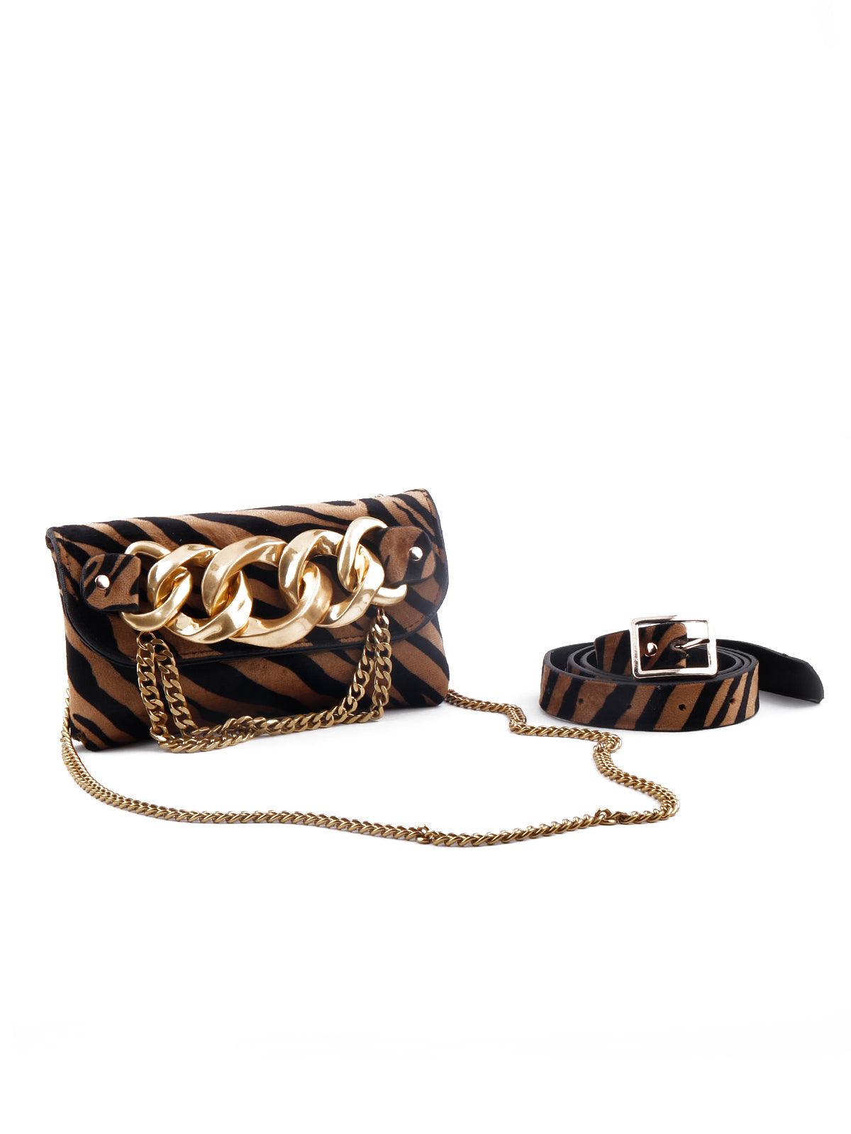 Gorgeous brown animal print sling bag for women - Odette