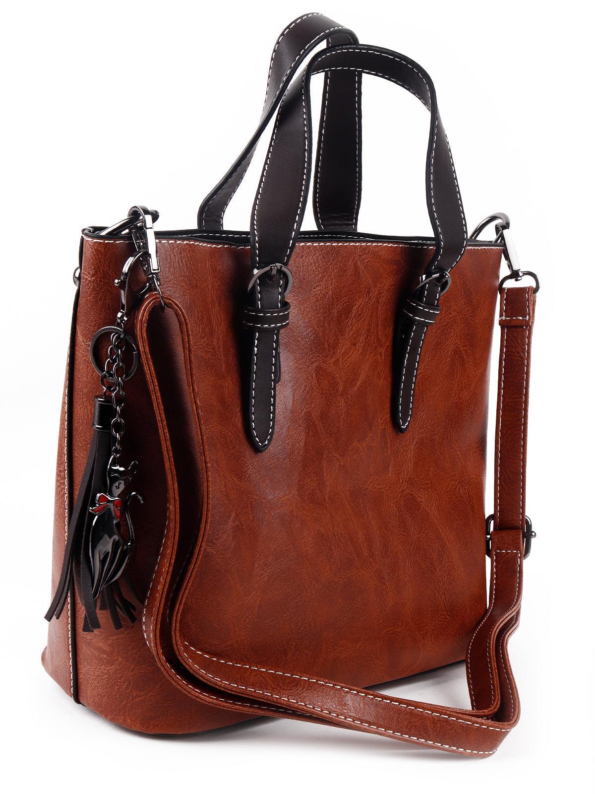 Gorgeous brown textured handbag - Odette