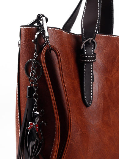 Gorgeous brown textured handbag - Odette
