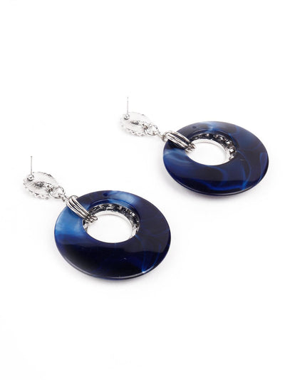 Gorgeous dark blue rounded studded drop earrings - Odette