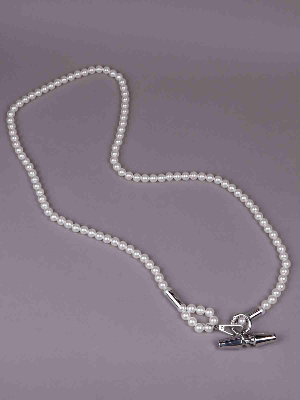 Gorgeous faux pearl necklace -Silver - Odette