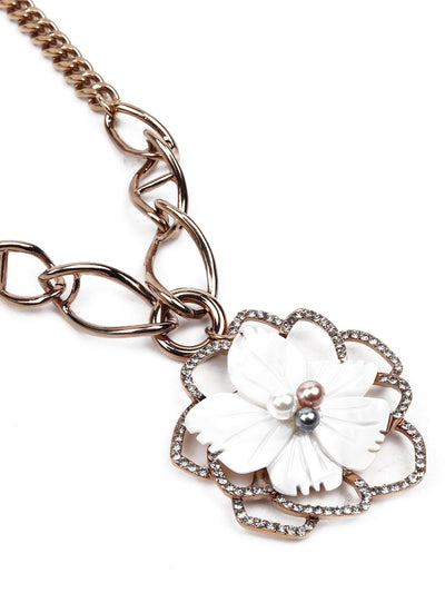 Gorgeous floral pendant gold necklace - Odette