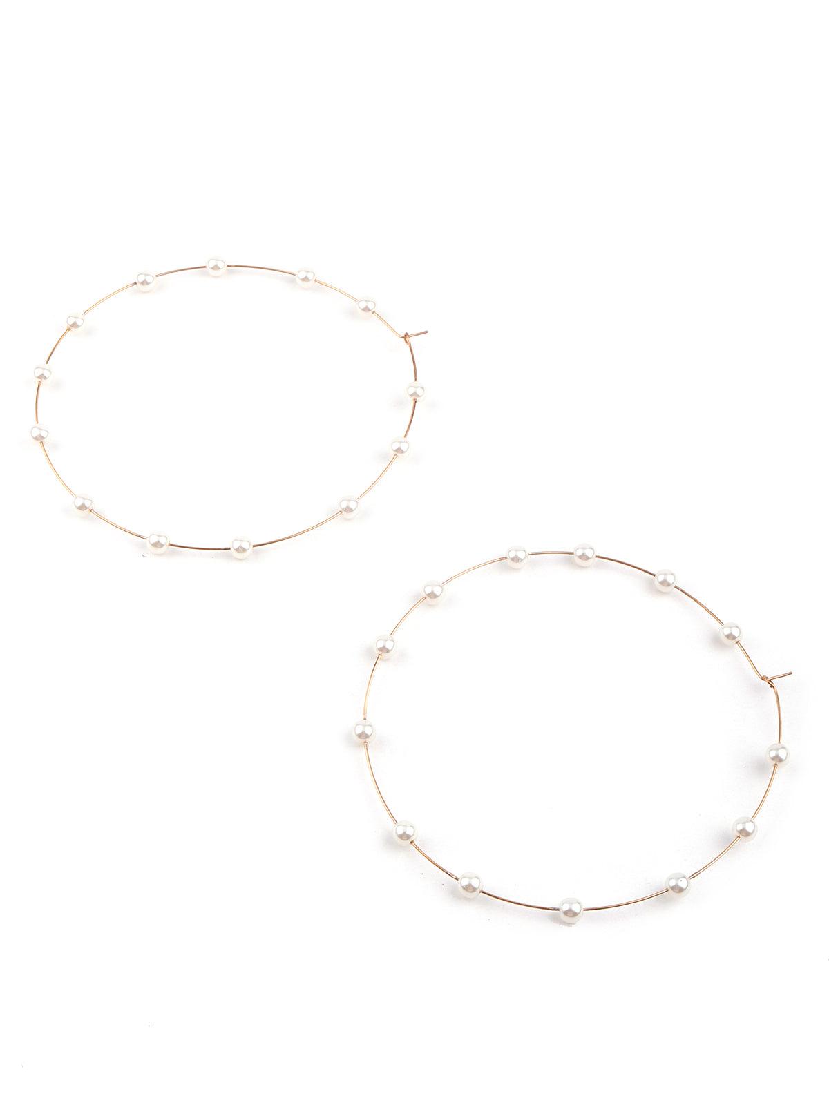 Gorgeous gold rounded embellished hoop earrings - Odette