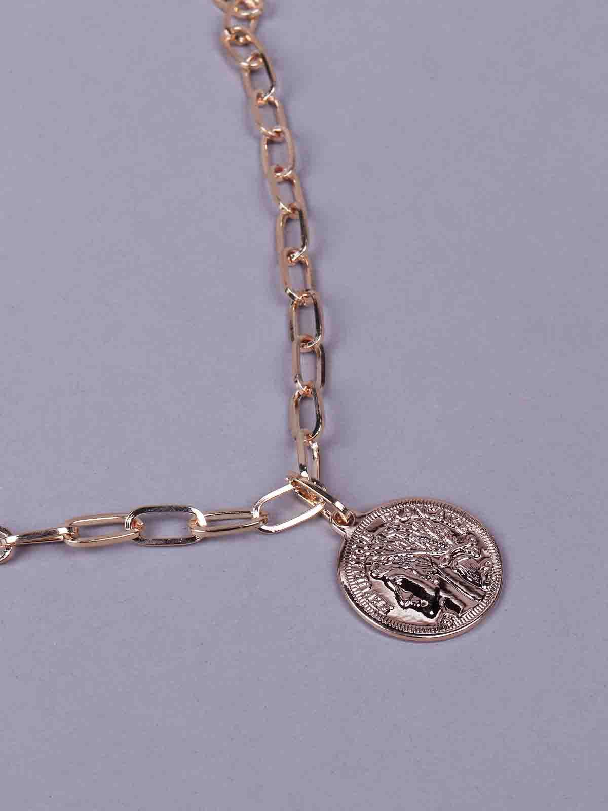 Gorgeous gold-tone coin pendant necklace - Odette