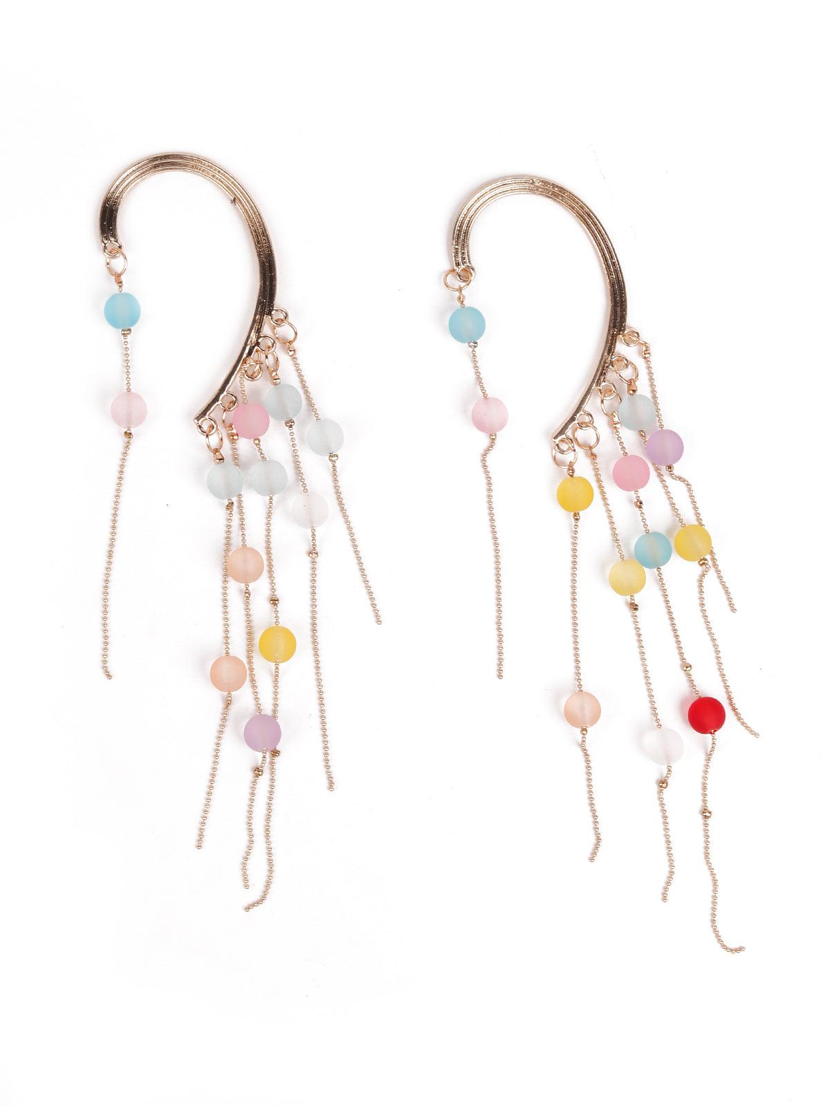 Gorgeous gold tone rainbow earcuff statement earrings - Odette