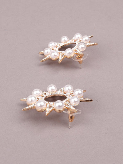 Gorgeous gold-tone studded statement earrings - Odette