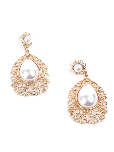 Gorgeous golden textured drop earrings - Odette