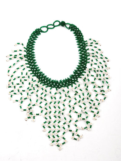 Gorgeous green embellished statement necklace - Odette