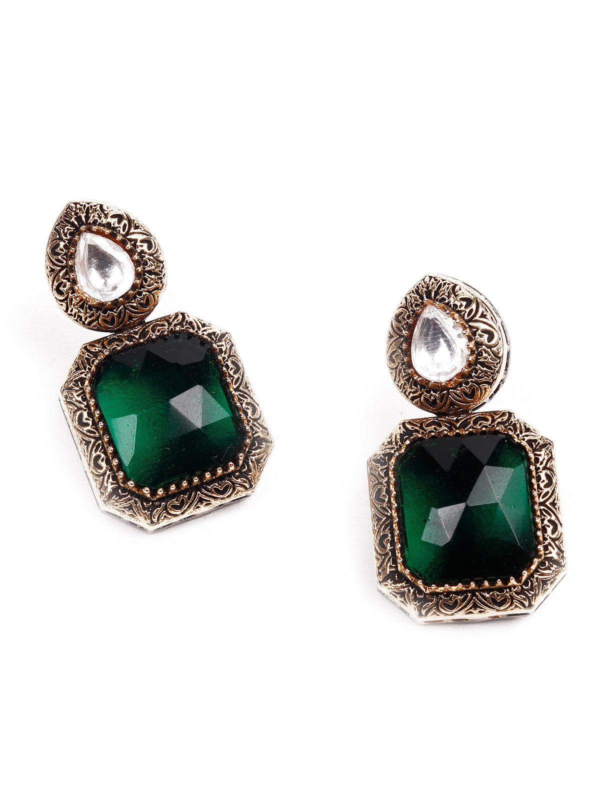 Gorgeous green statement earrings - Odette