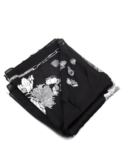 Gorgeous knight black floral printed scarf for women - Odette