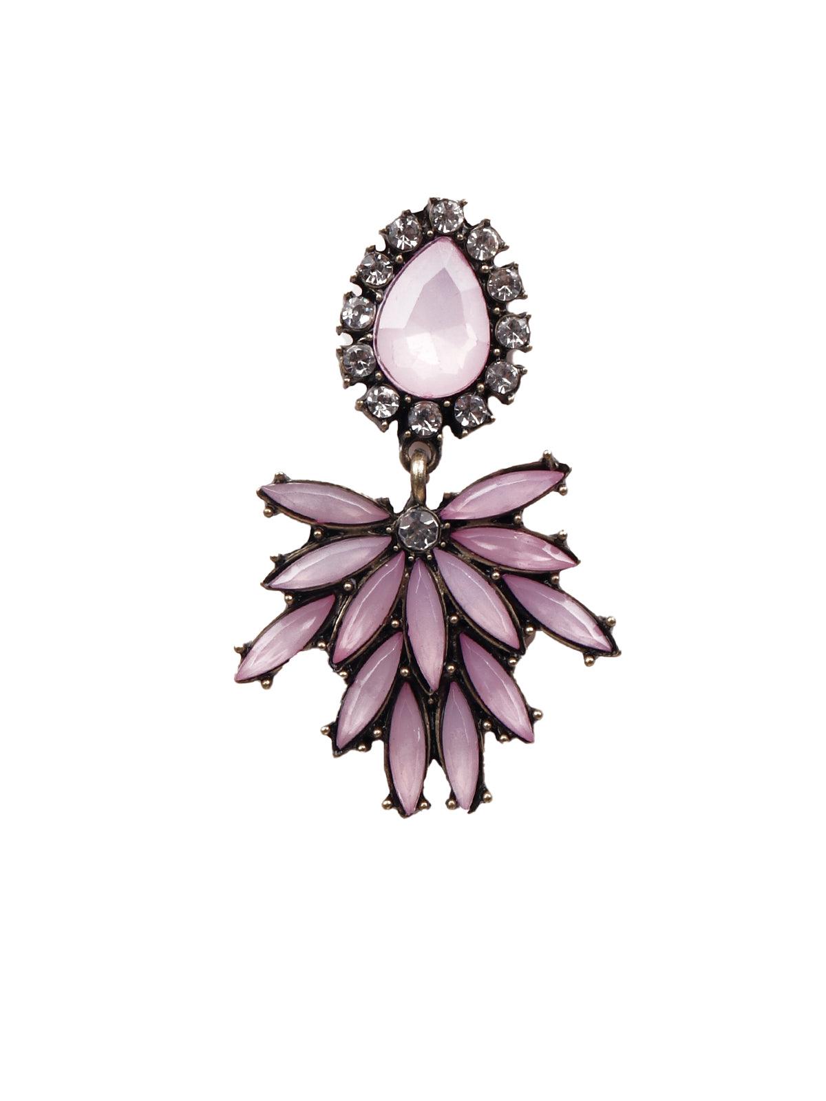 Gorgeous lilac artificial stone elegant earrings - Odette