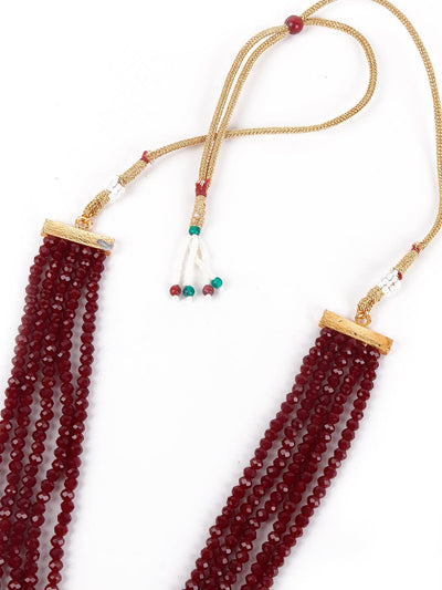 Gorgeous Maroon peacock embellished necklace - Odette