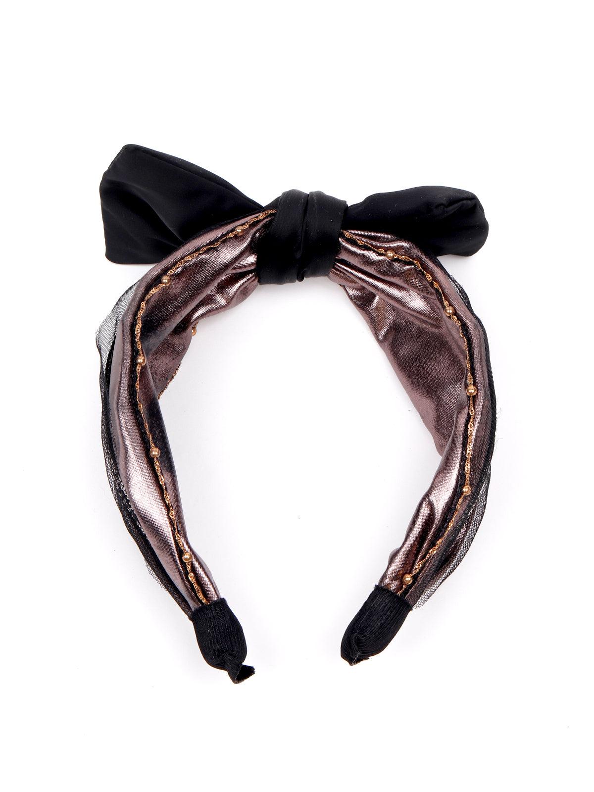 Gorgeous metallic hairband with a bow - Odette