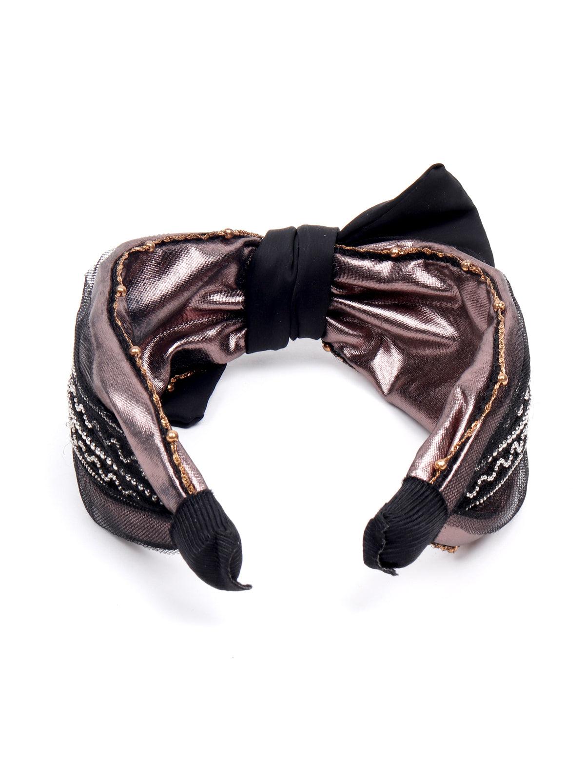 Gorgeous metallic hairband with a bow - Odette
